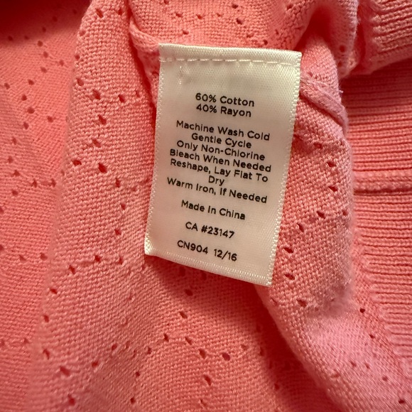 Talbots Pink Eyelet Cardigan Sweater - Picture 9 of 9